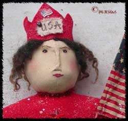 Primitive Americana Patriotic Liberty Door Doll